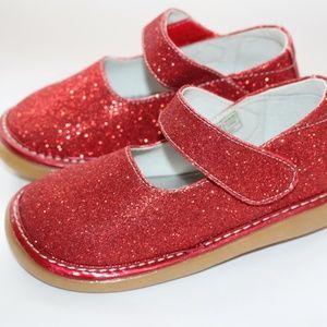 Wee Squeak Red Sparkle mary janes 12